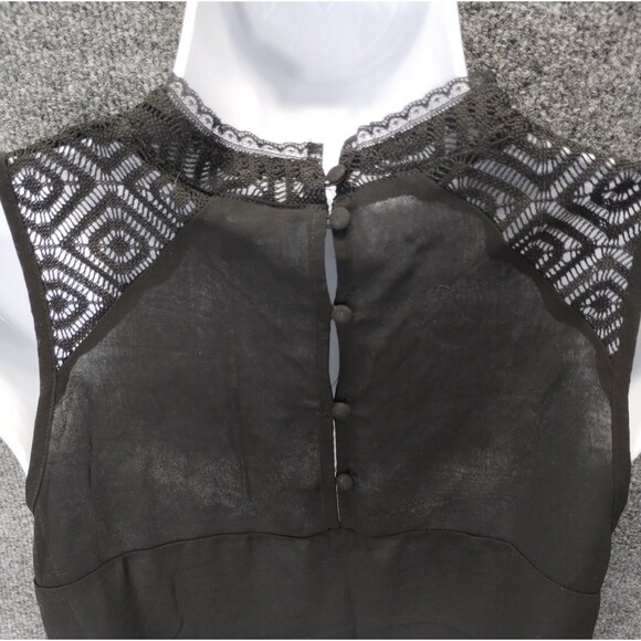 GUESS Top Women's S Black Chiffon Lace Cute Goth Victorian Dark Twee Neutral - Picture 9 of 12